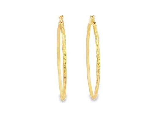18K Yellow Gold Textured Hoop Earrings